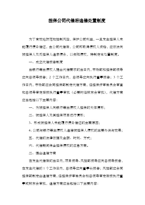 担保公司代偿后追偿处置制度