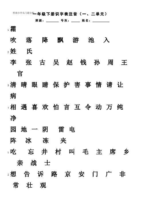 【精品】部编小学语文一年级下册会认字注音