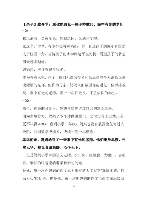 愿你能遇见一位手持戒尺、眼中有光的老师