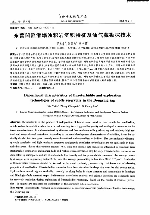 东营凹陷滑塌浊积岩沉积特征及油气藏勘探技术