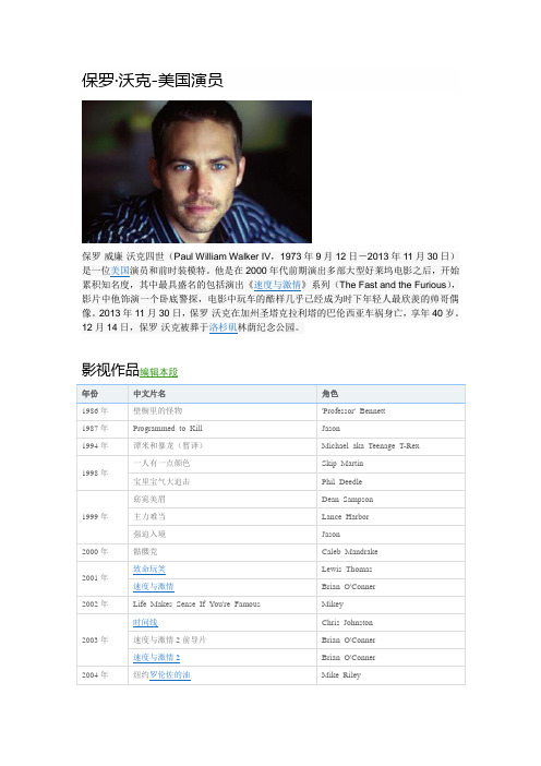 4.保罗·沃克