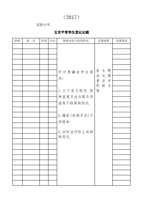 体检异常学生登记记录