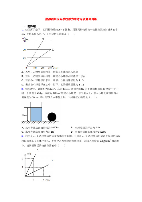 成都四川国际学校浮力中考专项复习训练