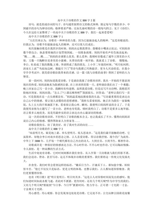 高中关于诗歌的作文800字5篇
