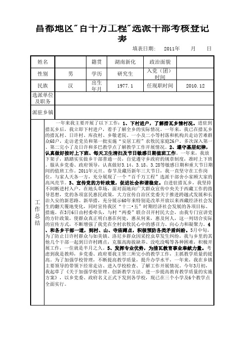 百千万干部考核表