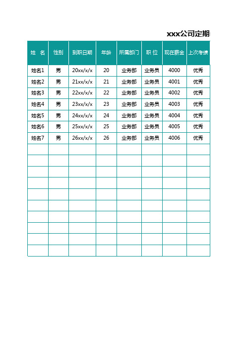 定期考绩汇总表