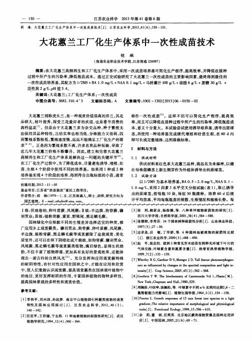 大花蕙兰工厂化生产体系中一次性成苗技术