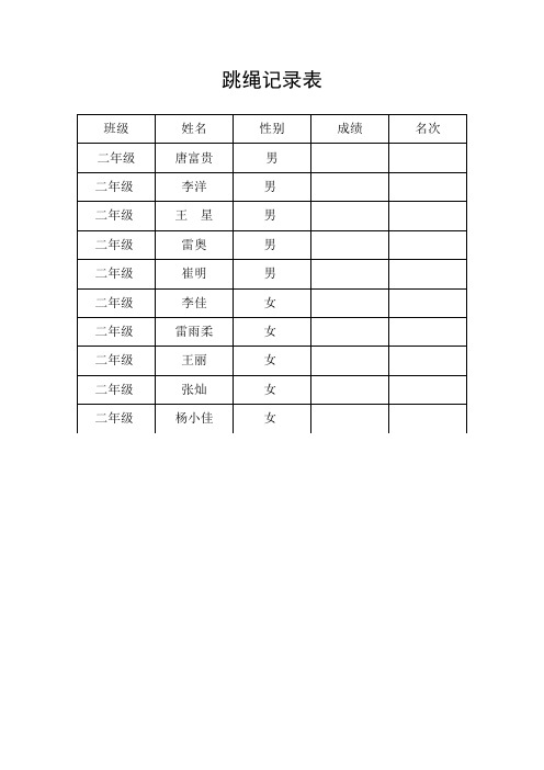 跳绳记录表