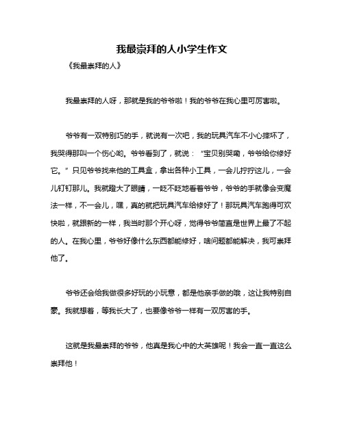 我最崇拜的人小学生作文