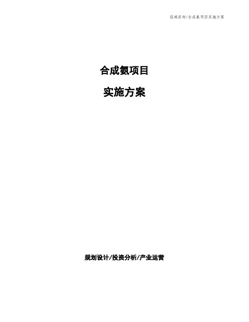 合成氨项目实施方案