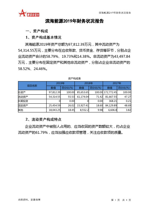 滨海能源2019年财务状况报告