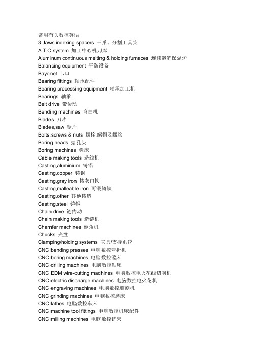 数控行业常用语--中英文对照版