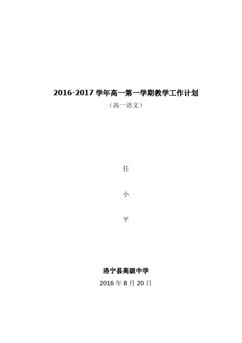 2016-2017学年高一教学工作计划
