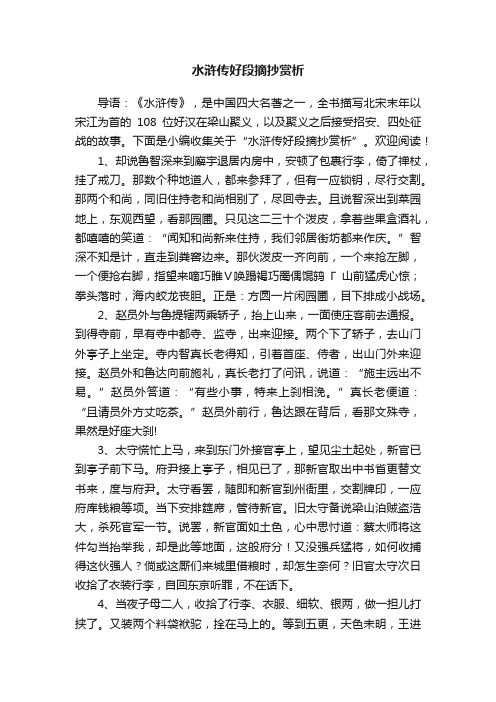 水浒传好段摘抄赏析