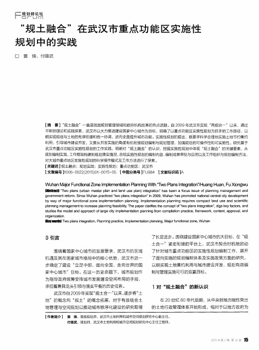 “规土融合”在武汉市重点功能区实施性规划中的实践