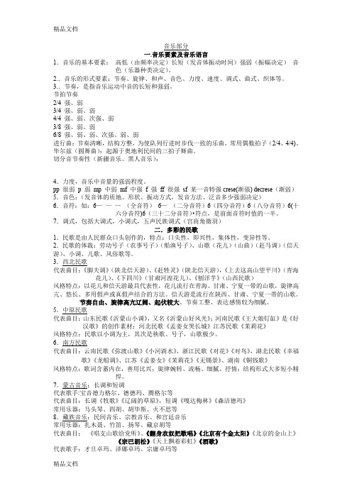 最新山东高考基本能力音乐知识点整理-