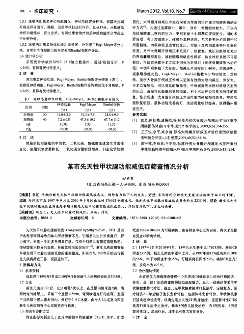 某市先天性甲状腺功能减低症筛查情况分析