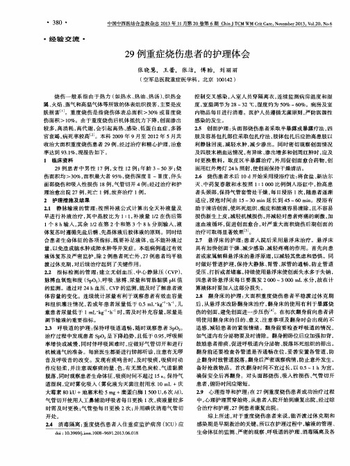 29例重症烧伤患者的护理体会