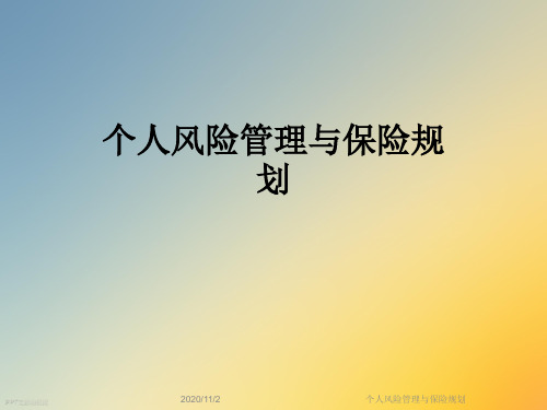 个人风险管理与保险规划