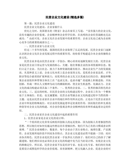 民营企业文化建设(精选多篇)