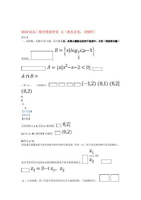 2019届高三数学模拟密卷文衡水金卷