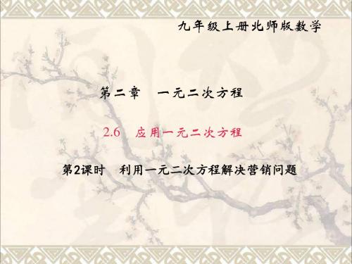 九年级数学上册2.6第2课时利用一元二次方程解决营销问题习题课件新版北师大版