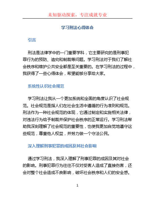 学习刑法心得体会