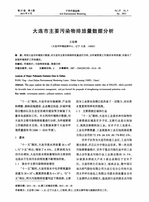 大连市主要污染物排放量数据分析