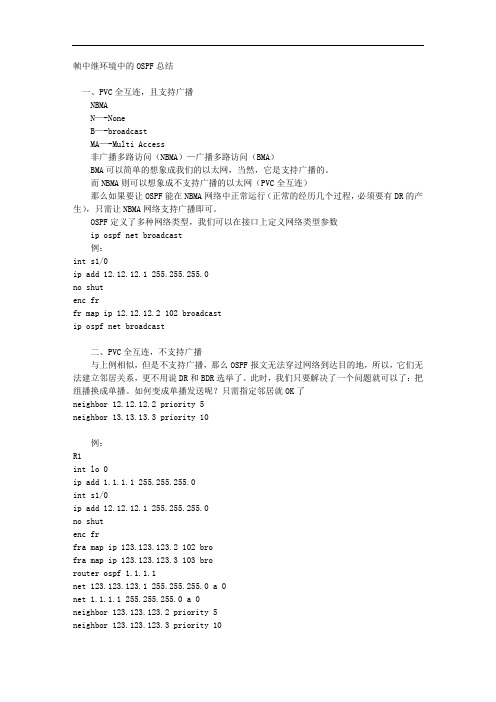 帧中继环境中的OSPF总结