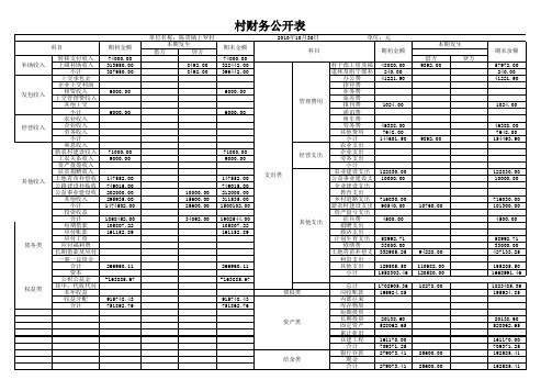 村级财务公开表