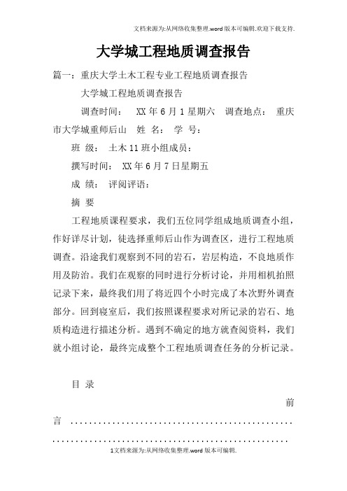 大学城工程地质调查报告doc