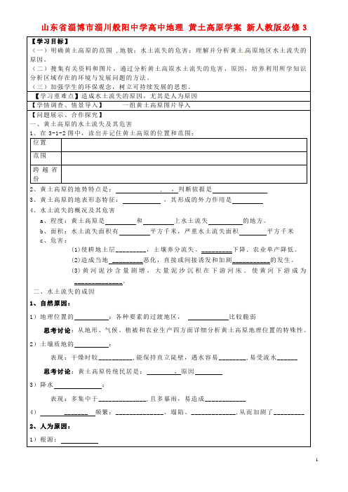 山东省淄博市淄川般阳中学高中地理 黄土高原学案 新人教版必修3 