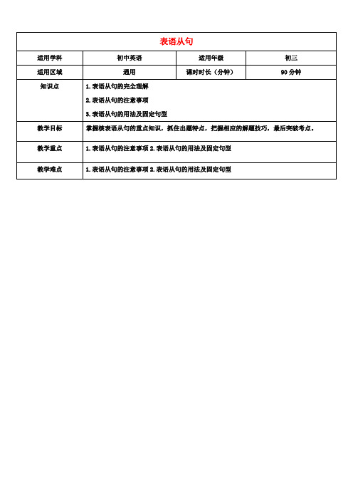 天津学大教育信息咨询有限公司中考英语专题复习 表语从句教案