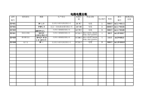 电线电缆台台账