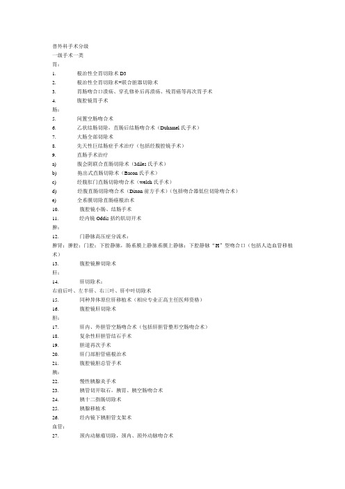 普外科手术分级