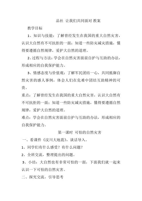 让我们共同面对优质课公开课教案 (3)