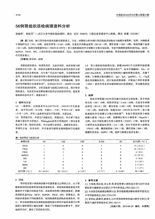 56例肾组织活检病理资料分析
