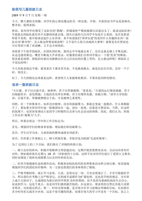 班工作日志范文