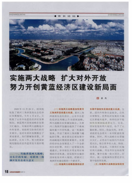 实施两大战略 扩大对外开放 努力开创黄蓝经济区建设新局面