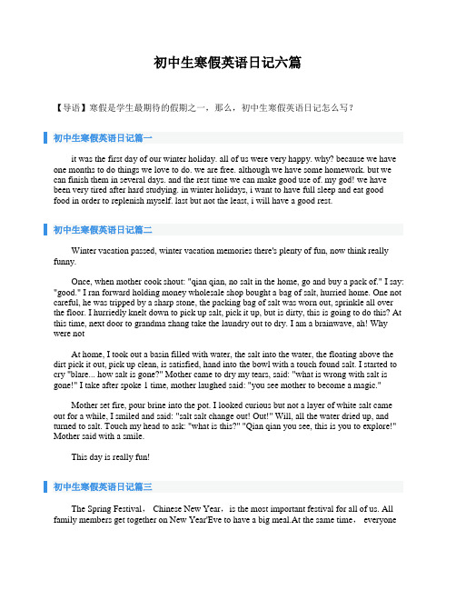 初中生寒假英语日记六篇