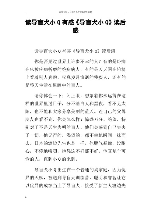 读导盲犬小Q有感导盲犬小Q读后感