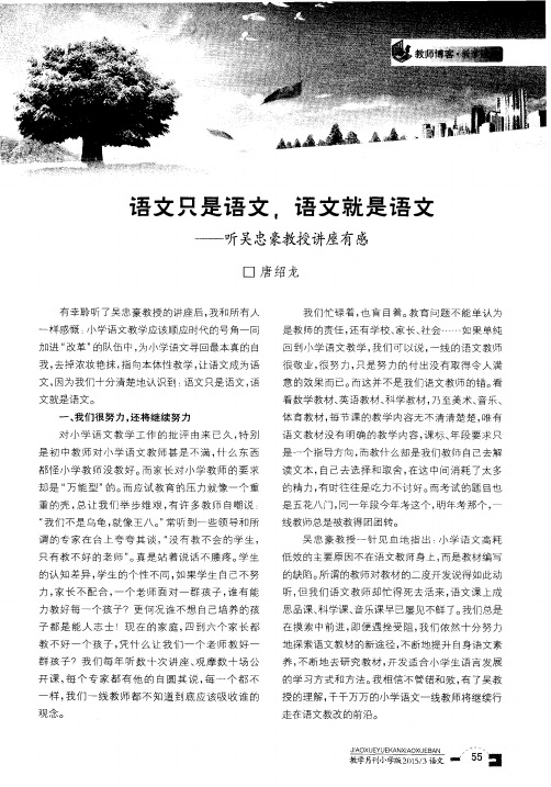 语文只是语文,语文就是语文——听吴忠豪教授讲座有感