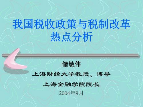我国税收政策与税制改革热点分析 (上海财经大学 储敏伟)