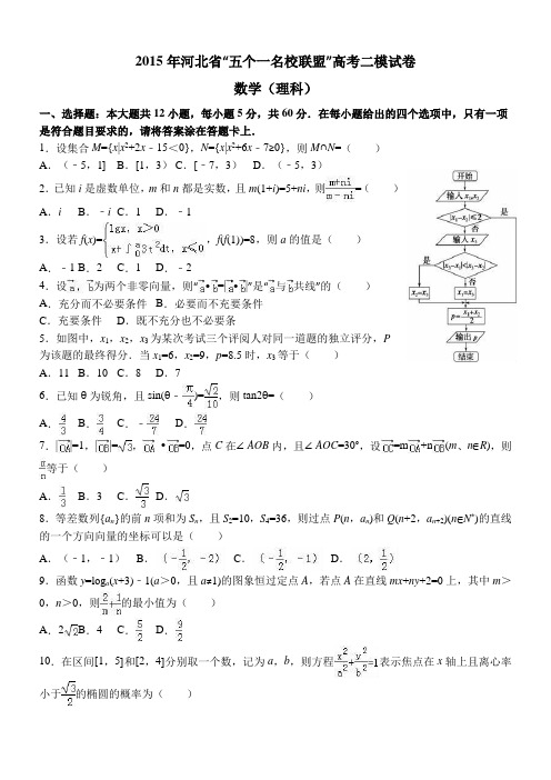 河北省“五个一名校联盟”2015届高考数学二模试卷(理科)(解析版)