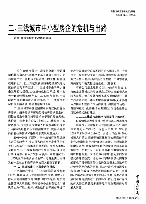 二、三线城市中小型房企的危机与出路