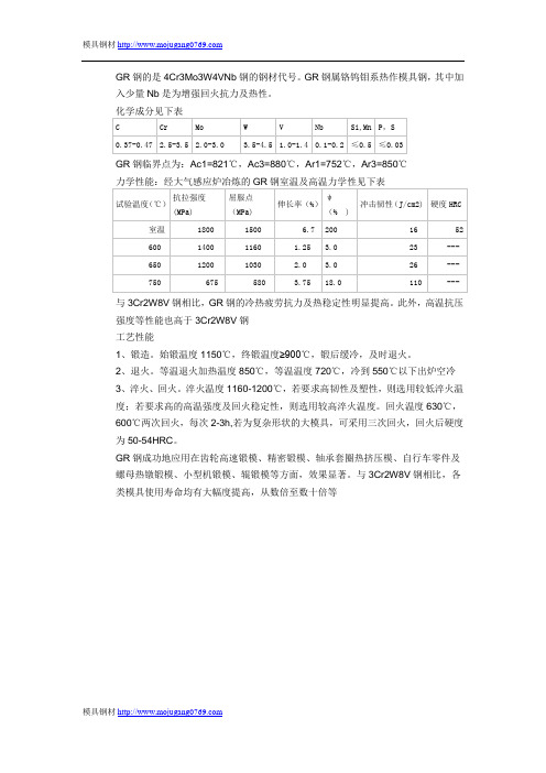 GR钢材的化学成分及力学性能