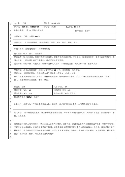 乙酸 msds