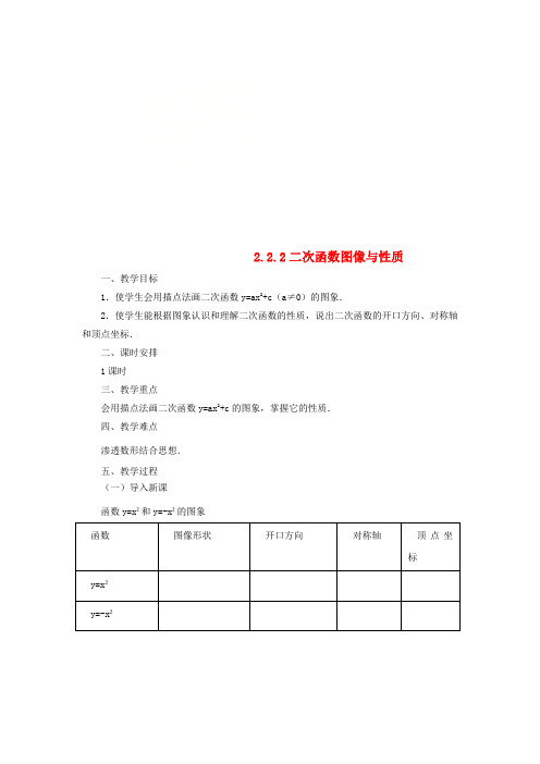 山东省济南市槐荫区九年级数学下册 第2章 二次函数 2.2 二次函数的图象与性质 2.2.2 二次函