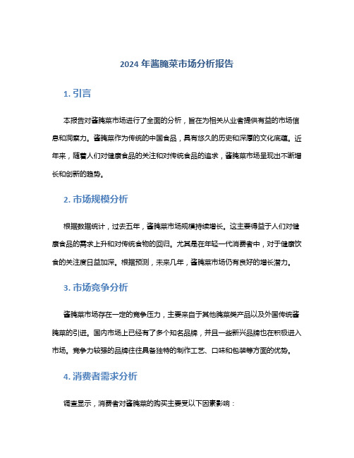 2024年酱腌菜市场分析报告