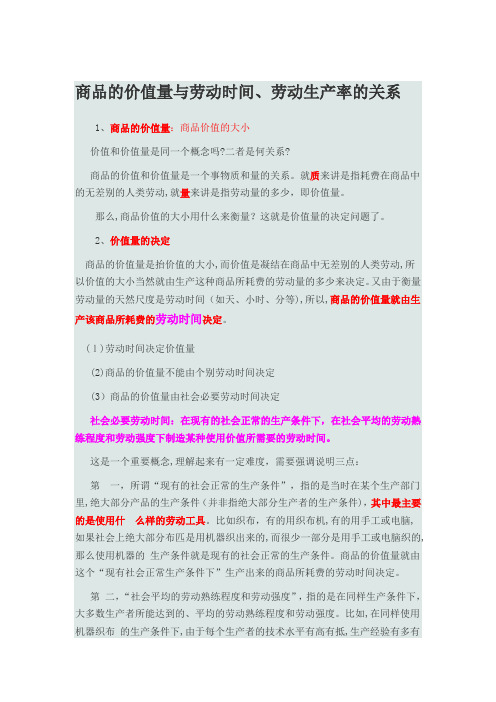 自-商品的价值量与劳动时间、劳动生产率的关系 